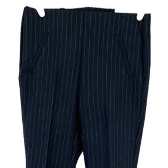 Chico's 360 Juliet Ankle Pants in Navy Blue with White Pinstripe Size 6 - Picture 2 of 11